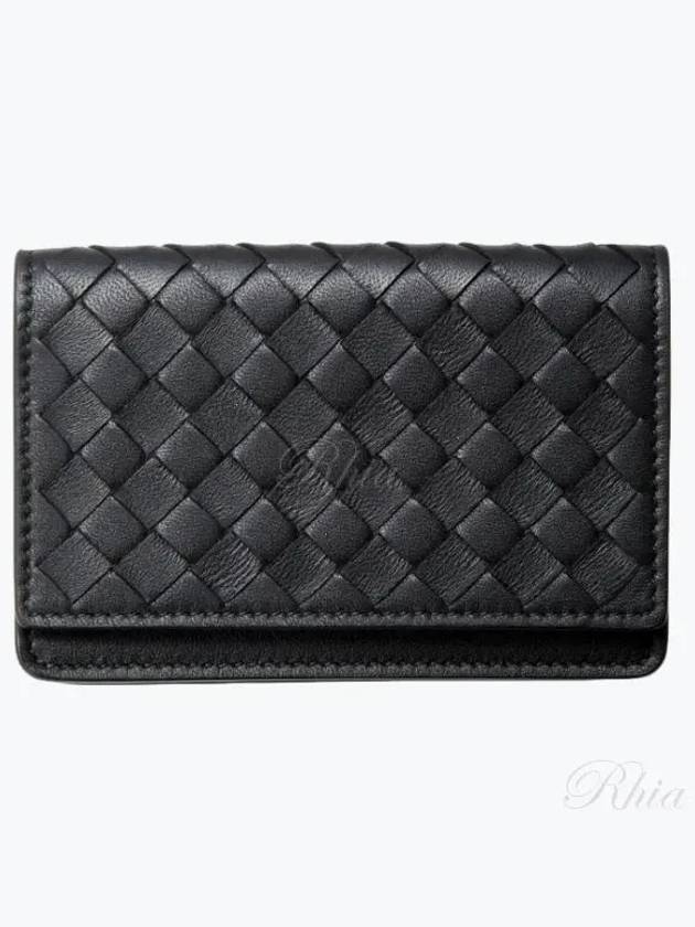 Intrecciato Flap Card Wallet Black - BOTTEGA VENETA - BALAAN 2