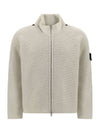 Shadow Reverse Stockinette Stitch Knit Track Jacket White - STONE ISLAND - BALAAN 2