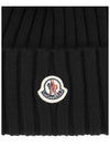 24SS Logo Patch Pom Pom Beanie Black 3B000 13 A9327 999 - MONCLER - BALAAN 4