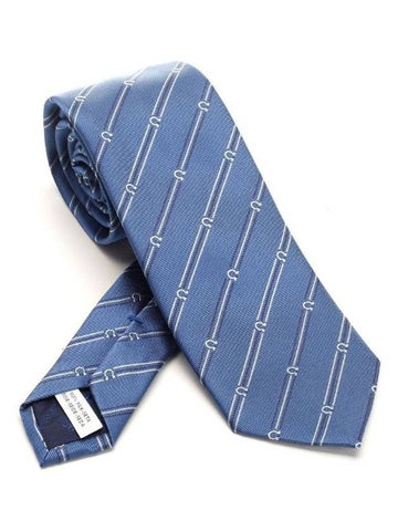 Gancini Print Silk Tie Blue - SALVATORE FERRAGAMO - BALAAN 1