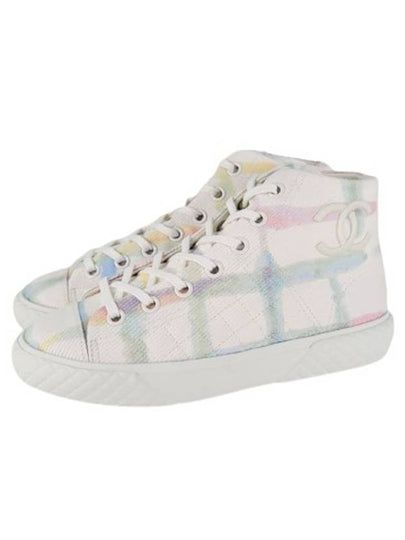 Embroidered CC Logo Fabric High-Top Sneakers - CHANEL - BALAAN 2