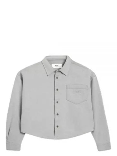 Embossed Logo Denim Long Sleeve Shirt Javel Grey - AMI - BALAAN 2