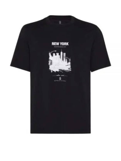 New York Print Short Sleeve T-Shirt Black - BRUNELLO CUCINELLI - BALAAN 2