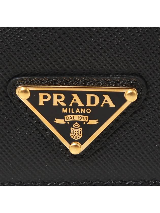 Gold Hardware Triangle Logo Saffiano Half Wallet Black - PRADA - BALAAN 6