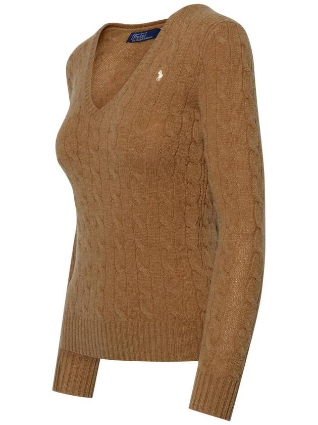 Kimberly Embroidered Logo Pony Cable Knit Top Beige - POLO RALPH LAUREN - BALAAN 3