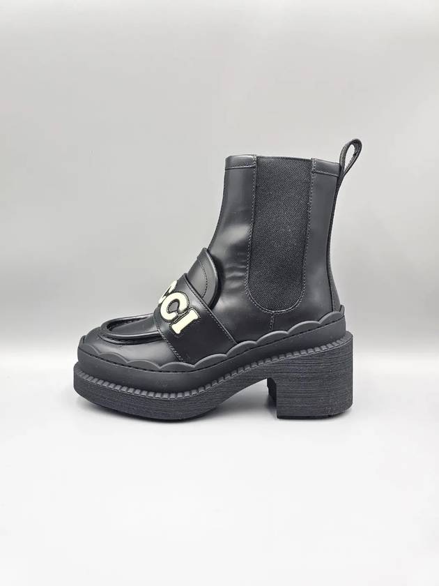 Lettering Logo Leather Chelsea Boots Black - GUCCI - BALAAN 5