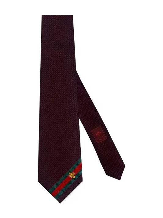 Web Bee Detail Silk Tie Dark Red - GUCCI - BALAAN 2