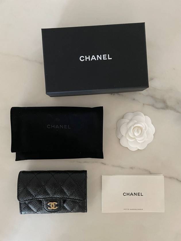 Classic Grained Calfskin Card Wallet Black - CHANEL - BALAAN 6