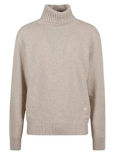 Heart Logo Cashmere Turtleneck Beige - AMI - BALAAN 1