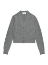 Embroidered Heart Logo Cashmere Cardigan Heather Grey - AMI - BALAAN 2