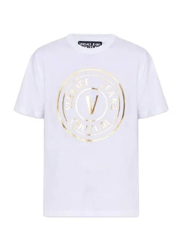 Jeans V Emblem Logo Short Sleeve T-Shirt White - VERSACE - BALAAN 2