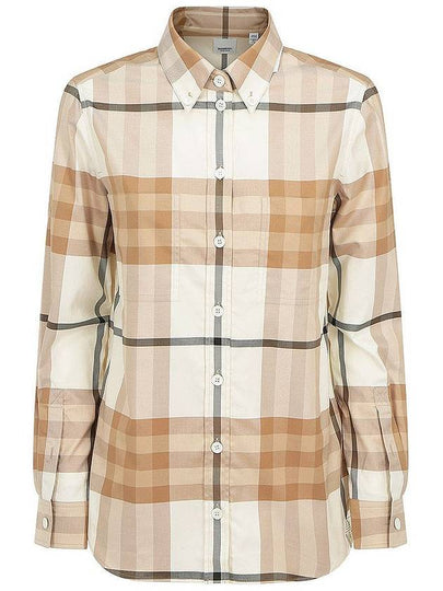 Check Pattern Cotton Shirt Beige - BURBERRY - BALAAN 2