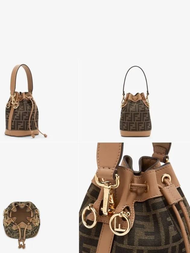 Mon Tresor FF Mini Fabric Bucket Bag Brown - FENDI - BALAAN 3