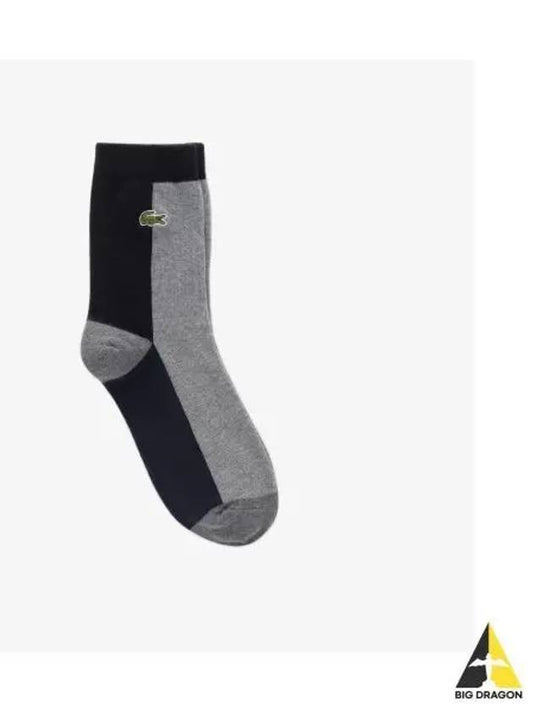 Men s Color Block Medium Neck Socks Black - LACOSTE - BALAAN 1