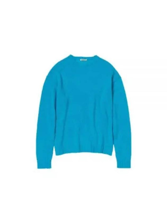 SHETLAND WOOL CASHMERE KNIT P A23AP02SC TURQUOISEBLUE - AURALEE - BALAAN 1