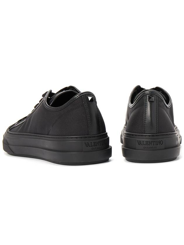 Rockstud Leather Low Top Sneakers Black - VALENTINO - BALAAN 7