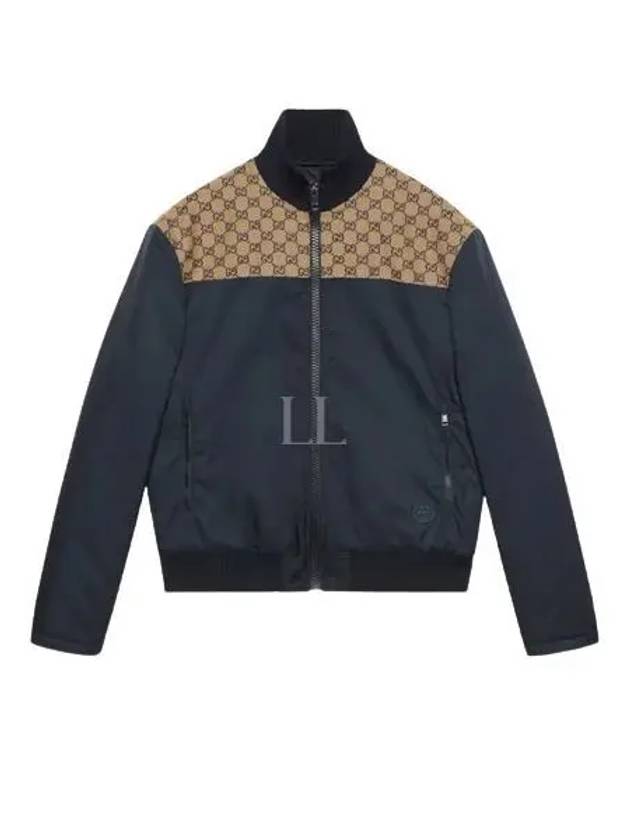 Interlocking G Nylon Canvas Zip Up Jacket Navy - GUCCI - BALAAN 2