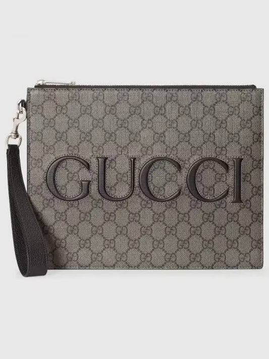 GG Supreme Canvas Zipper Clutch Bag Grey - GUCCI - BALAAN 2