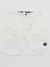 Stretch Satin Cargo Shorts White - CP COMPANY - BALAAN 2