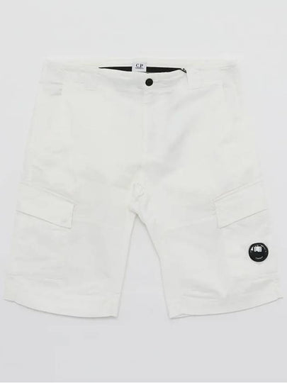 Stretch Satin Cargo Shorts White - CP COMPANY - BALAAN 2