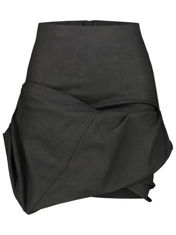 Rick Owens Draped Miniskirt In Denim Clothing - RICK OWENS - BALAAN 1