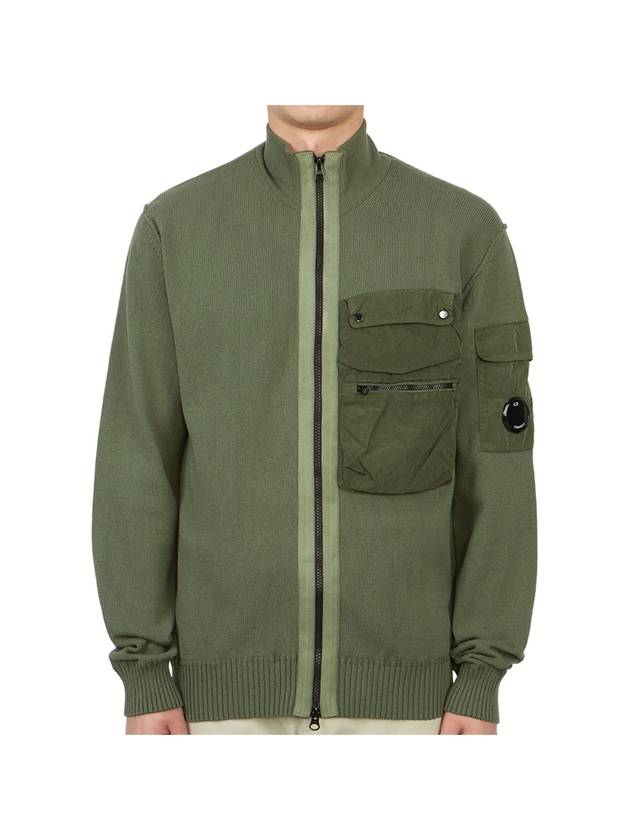 Cotton Mix Zip-Up Knit Cardigan Green - CP COMPANY - BALAAN 2