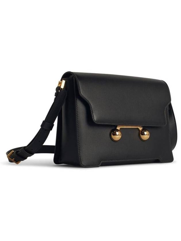 Trunkaroo Medium Leather Shoulder Bag Black - MARNI - BALAAN 3