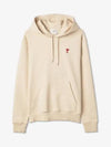 Small Heart Logo Cotton Hoodie Beige - AMI - BALAAN 2