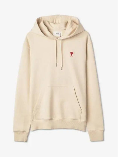 Small Heart Logo Cotton Hoodie Beige - AMI - BALAAN 2