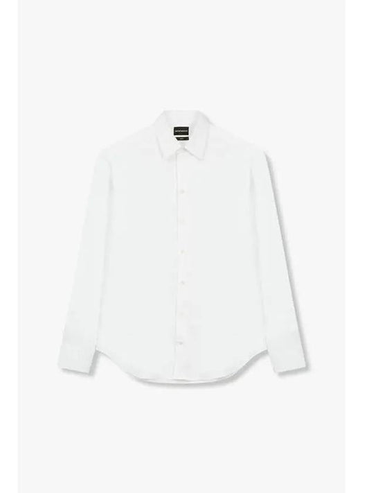 Men s Slim Fit Stretch Cotton Shirt White - EMPORIO ARMANI - BALAAN 1