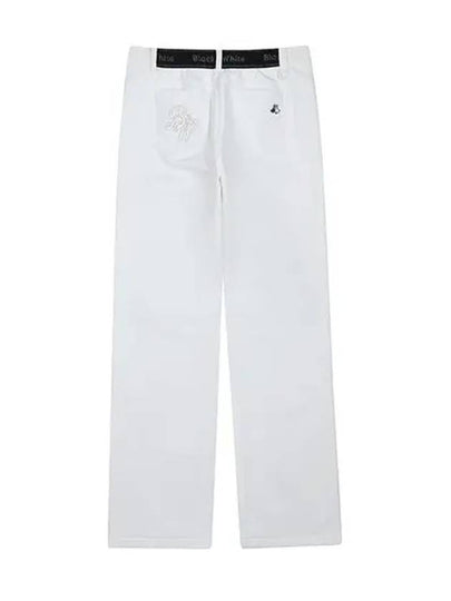 Women s padded brushed tricot reverse bootcut pants 5134LXWP WHITE - BLACK&WHITE - BALAAN 2