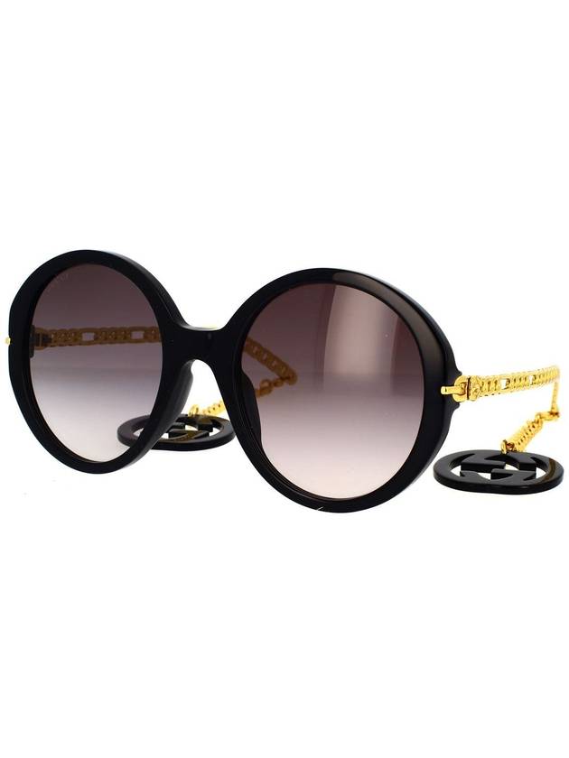 Women's Eyewear Round Logo Sunglasses Black Gold - GUCCI - BALAAN 3