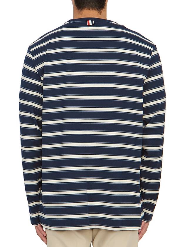 Stripe Jersey Oversized Long Sleeve T-Shirt Navy - THOM BROWNE - BALAAN 7