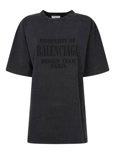 Logo Print Short Sleeve T-Shirt Washed Black - BALENCIAGA - BALAAN 1