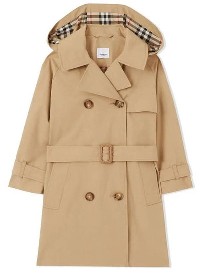 Kids Check Trim Hooded Trench Coat 8053878 - BURBERRY - BALAAN 2