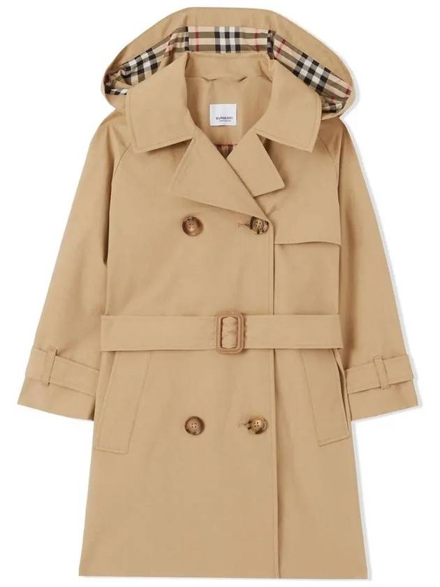 Kids Women s Check Trim Hooded Trench Coat 8053878 - BURBERRY - BALAAN 1