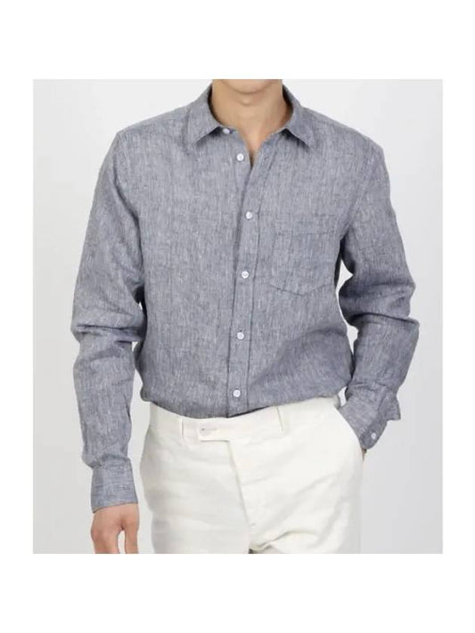 SLIM LS LINEN MELANGE SHIRT FMST10240 6855 Men's slim long sleeve linen melange shirt - J.LINDEBERG - BALAAN 1