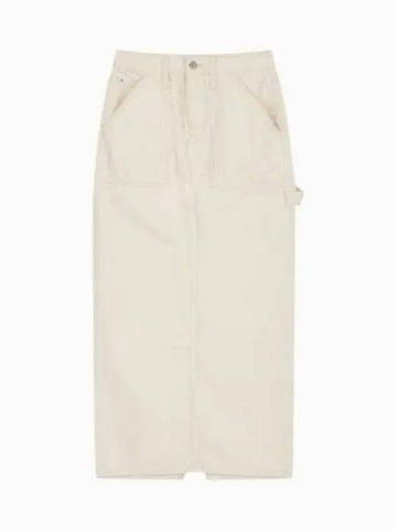 Jeans Cargo Pocket Maxi H-Line Skirt Beige - CALVIN KLEIN - BALAAN 1