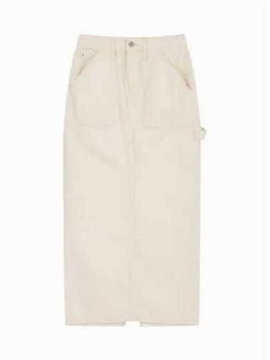 Jeans Cargo Pocket Maxi H-Line Skirt Beige - CALVIN KLEIN - BALAAN 1