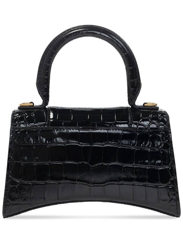 Hourglass Crocodile Embossed Leather XS Tote Bag Black - BALENCIAGA - BALAAN 4