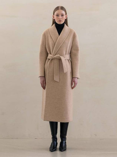 Camel Showl Collar Long Coat Beige - DEFEMME - BALAAN 1