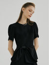 Women's Ribbon Puff Blouse Black - MULLION - BALAAN 2