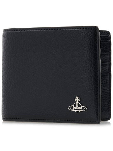 Men's Silver Logo Half Wallet Black - VIVIENNE WESTWOOD - BALAAN 1