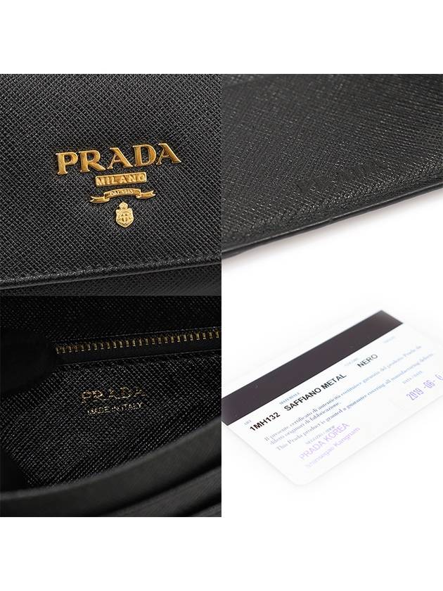 1MH132 Black Saffiano Gold Metal Lettering Logo Long Wallet - PRADA - BALAAN 7