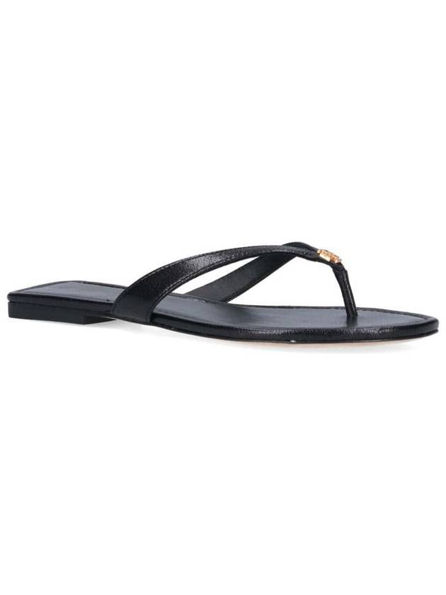 Capri Logo Plaque Flip Flops Black - TORY BURCH - BALAAN 3