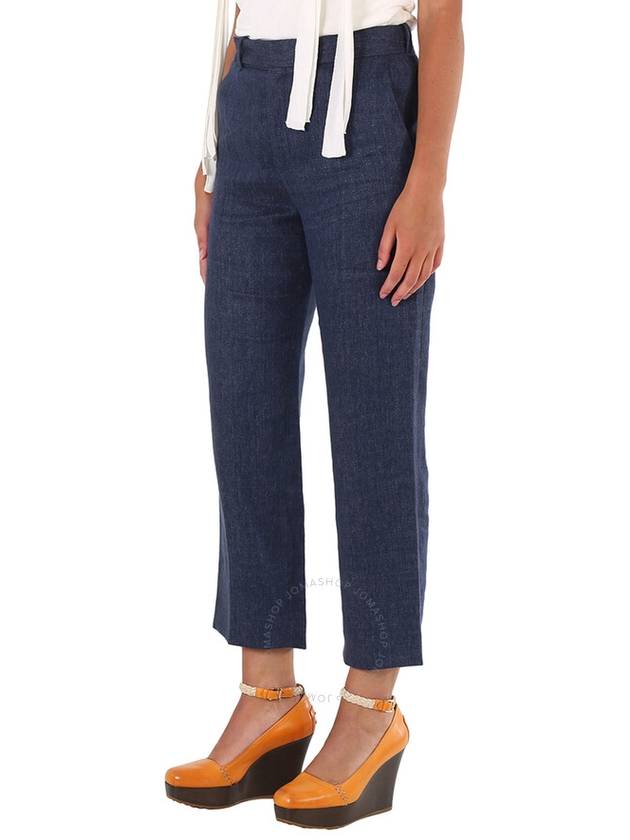 Chloe Ladies Deep Ocean Cropped Tailored Linen Pants, Brand Size 36 (US Size 4) - CHLOE - BALAAN 2