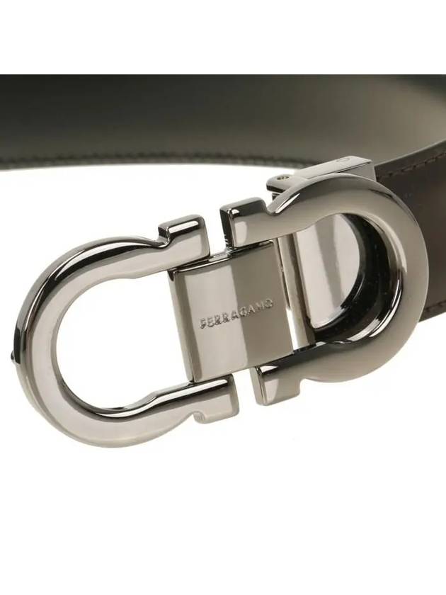 Gancini Reversible Leather Belt Black Dark Brown - SALVATORE FERRAGAMO - BALAAN 5