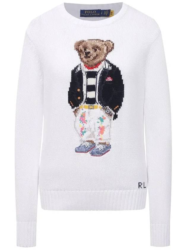 Bear Round Knit Top White - POLO RALPH LAUREN - BALAAN 3