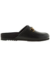 Leather Horsebit Slippers Black - GUCCI - BALAAN.