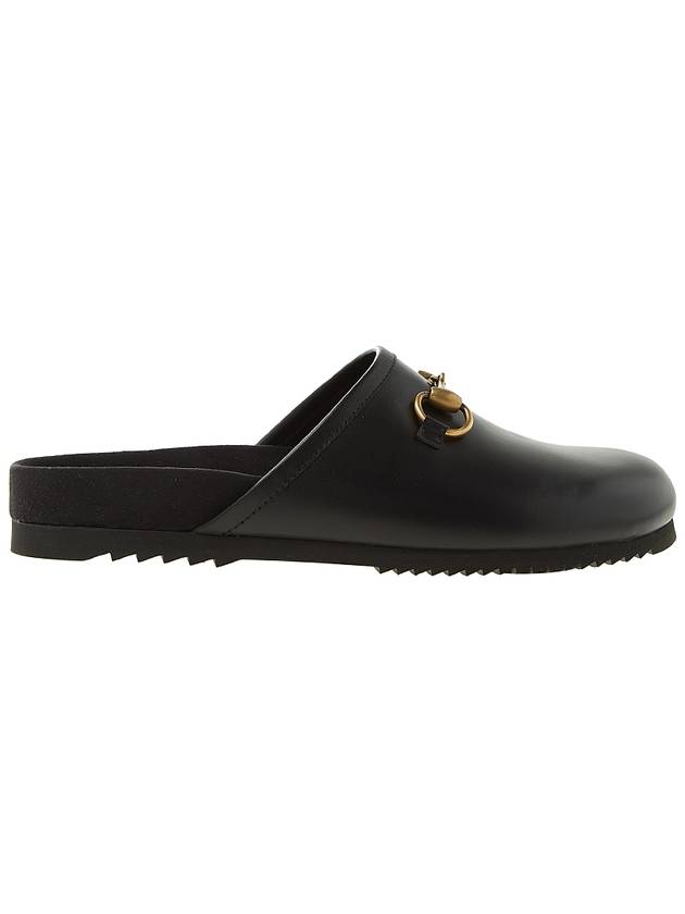 Leather Horsebit Slippers Black - GUCCI - BALAAN.